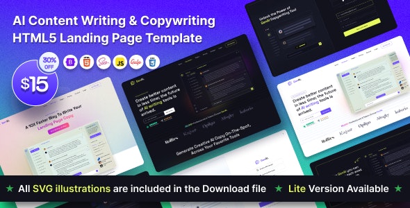 GenAI – AI Based Copywriting and Content Writing Landing Page Template