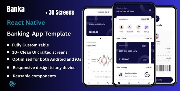 Banka – React Native CLI | Wallet | Banking App Template