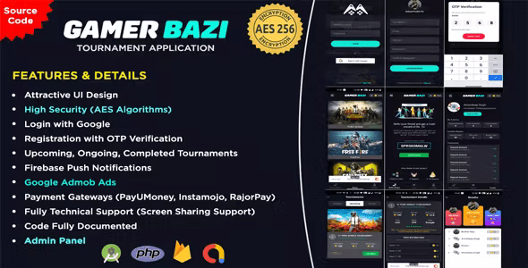 GamersBaazi – Tournament Application | Admob Ads | Web Based Admin Panel