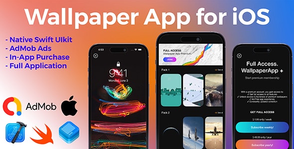 Full-Featured iOS Wallpaper App – Swift Based, AdMob  In-app Purchase Integrated, Full Source Code