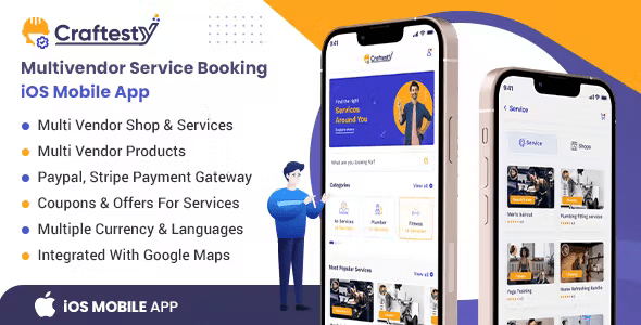 Craftesty – Service Appointment Booking IOS Mobile Application (Shops, Products, Multi Vendor)
