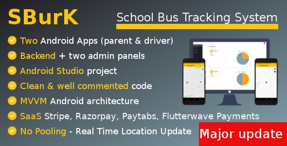 SBurK – School Bus Tracker-Two Android Apps + Backend + Admin panels – SaaS