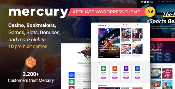 Mercury – Affiliate WordPress Theme. Casino, Gambling & Other Niches. Reviews & News 3.9.10.1