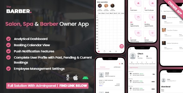 Owner App For Multi Salon, Spa, Barber Appointment Booking System