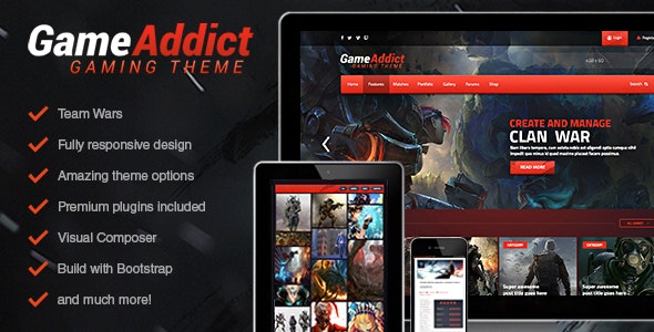 Game Addict – Clan War Gaming Theme