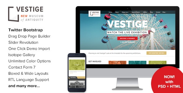 Vestige – Museum Responsive WordPress Theme