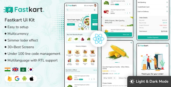 Fastkart – Grocery eCommerce react native ui Kit