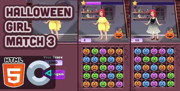 Halloween Girl Match 3 – HTML5 Game – C3P