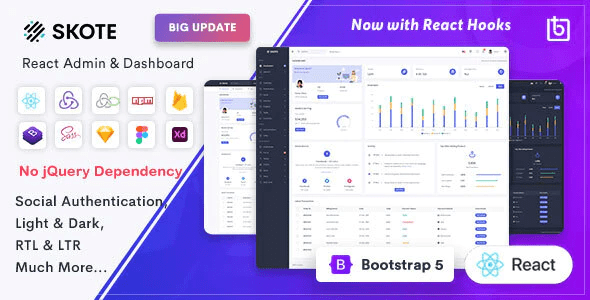 Skote – React Admin & Dashboard Template + Sketch 4.2.0