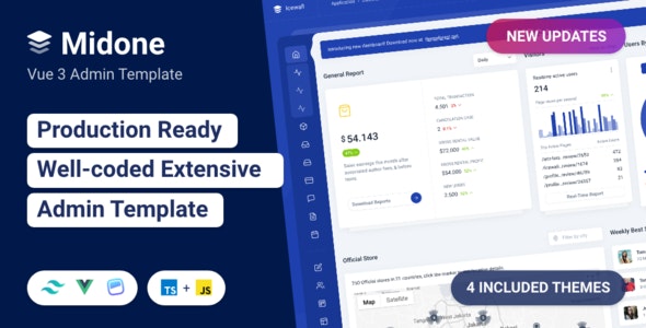 Midone – Vuejs 3 Admin Dashboard Template + HTML Version