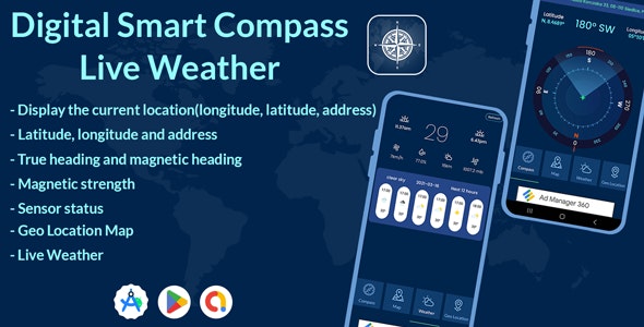 Digital Compass Live Weather – Digital Compass with Map – Live Location Weather – Geo Location App