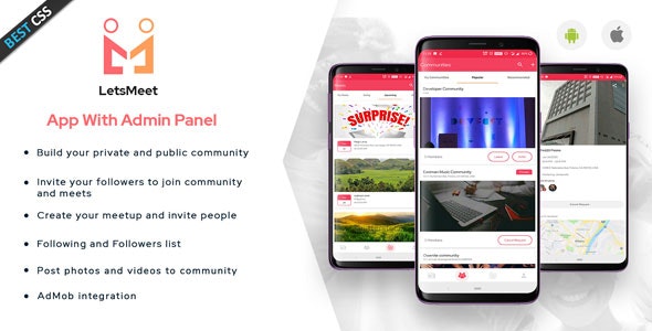 LetsMeet – Android Community & Meetup App + Admin panel