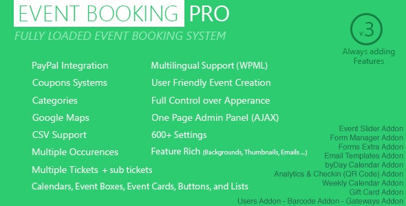 Event Booking Pro – WP Plugin [paypal or offline]