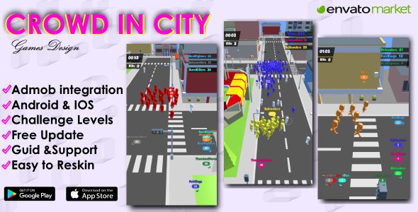 Crowd in City – Unity 3D Game Template for Android  IOS Source Code