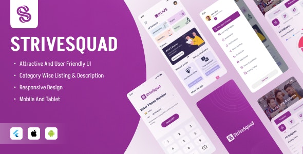 StriveSquad – Byju#39;s clone | Udemy | Online learning Flutter 3 UI Kit