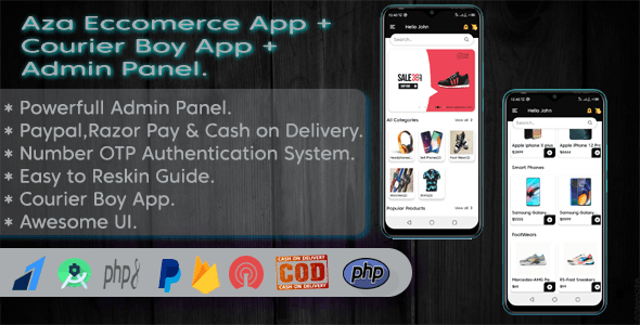 Aza Ecommerce App & Courier Boy App With Powerfull Admin Panel