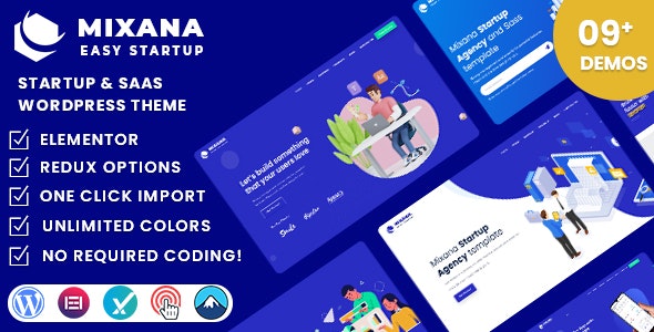 Mixana – Startup  SaaS WordPress Theme