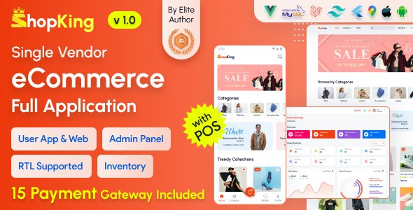 ShopKing – eCommerce App with Laravel Website & Admin Panel with POS | Inventory Management 1.9