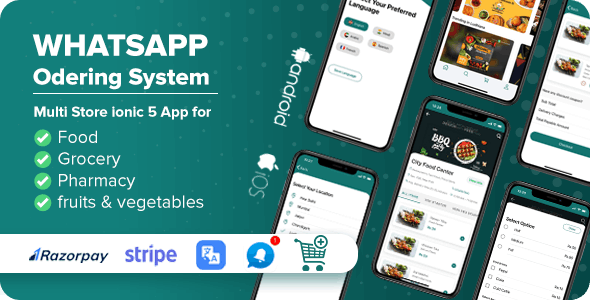 Whatsapp Ordering – Multi Store ionic 5 App for Food, Grocery, Pharmacy, fruits  vegetables orders