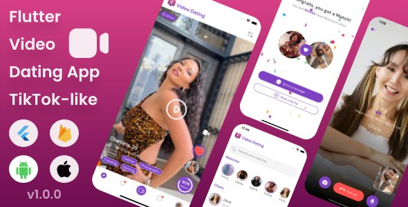 Flutter Video Dating App: Short-form profile videos | TikTok-like | Full App 1.0.3