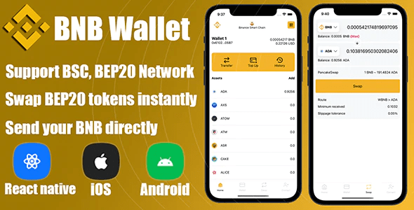 React Native – DeFi Crypto Wallet BNB, BEP20