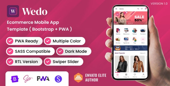 Wedo – Ecommerce Mobile App Bootstrap Template