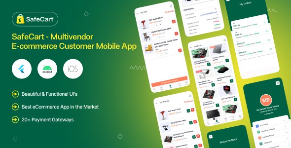 Safecart eCommerce customer mobile app