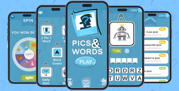 Pics and  Words Puzzle Quiz 3 in 1 Quiz Brain game