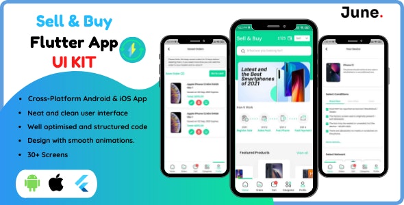 Buy and Sell used mobile and electronics – Flutter App UI Kit