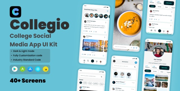 Collegio – College Social Media App React Native CLI Ui Kit