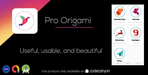 Pro Origami – Step By Step Instructions Template (Android Studio – GDPR – Admob)