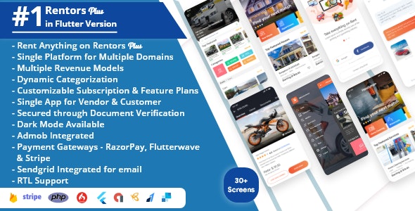 Rentors Plus- Universal Flutter App For Renting and Hiring