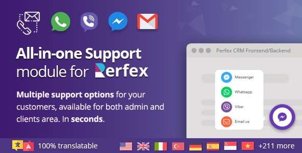 All-in-one Support module for Perfex – Provide client support through WhatsApp, Viber, Messenger