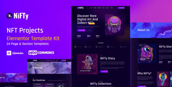 NiFTy – NFT Project & Portfolio WordPress Elementor Template Kit