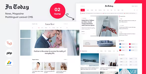 Intoday – News, Magazine Multilingual Laravel CMS 1.0.3