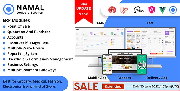 Namal – 5 in 1 Ionic Delivery Solution with POS for Single  Multiple Location Business Brand 1.1.9