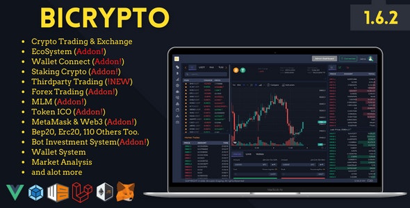 Bicrypto – Crypto Trading Platform, Exchanges, KYC, Charting Library, Wallets, Binary Trading, News 2.7.3.5 + 14 Add-ons