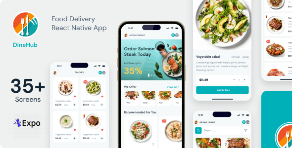 DineHub – Restaurant Food Delivery App | Expo SDK 49.0.13 | TypeScript | Redux Store | Admin Panel