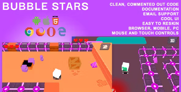 Bubble Stars. Mobile, Html5 Game .c3p (Construct 3)