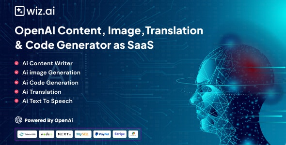 WizAI – OpenAI Content, Image, Translation, ChatBot, and Speech to Text Generator SaaS Platform