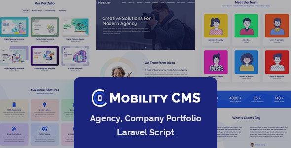 Mobility CMS – Agency, Company Portfolio Laravel Script