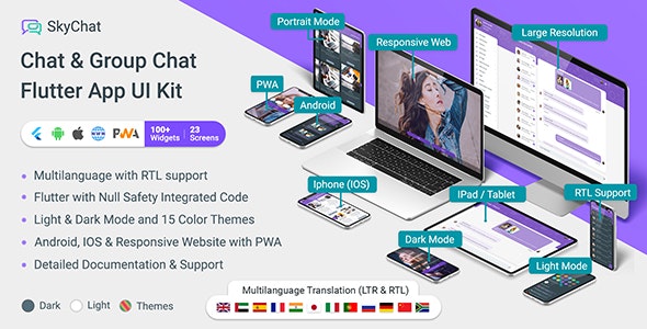 SkyChat – Chat & Group Chat Flutter App (Android, IOS, PWA Responsive Website)