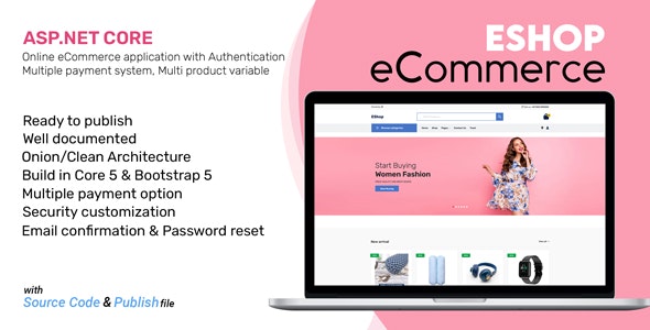 EShop Ecommerce Shop – ASP.NET CORE MVC Online Ecommerce Application | Onion/Clean Architecture | EF