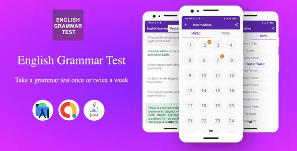 English Grammar Test APP ( Admob + Android Studio)