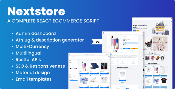 Nextstore – A Complete React Ecommerce Script