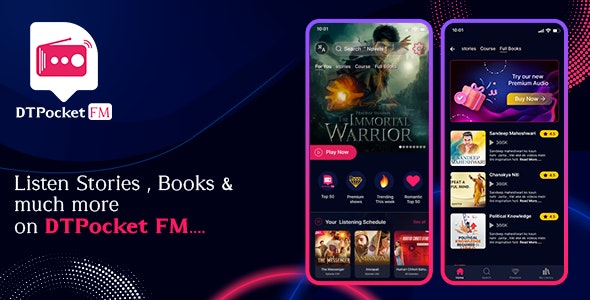 DTPocketFM – Podcasts, AudioBooks, Novels, Threads, Music Flutter App (Android-iOS-Web) Admin Panel