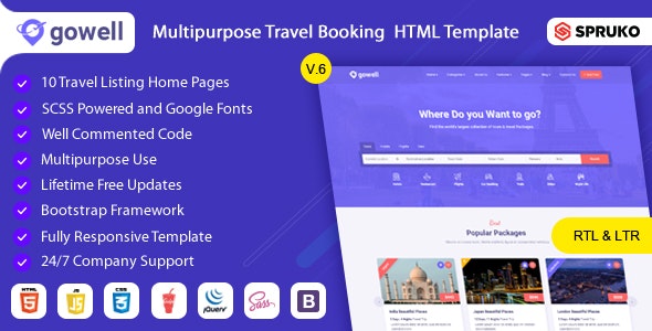 Gowell – Travel HTML Template
