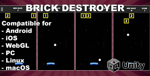 Brick Destroyer – Unity Endless Game – Ready For Release – Android, iOS, WebGL