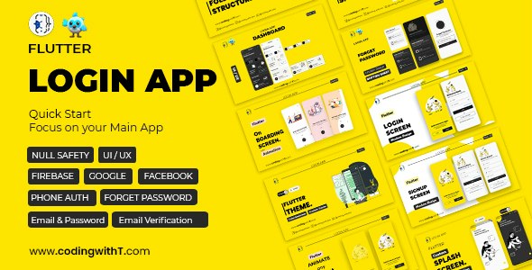 Pro Flutter Login App, Frontend, Backend, Firebase – Modern Minimal Flutter App for any Application