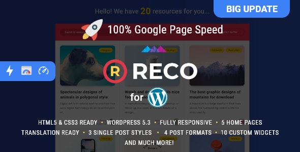 Reco – Minimal Lightweight AMP Theme for Freebies 5.1.0